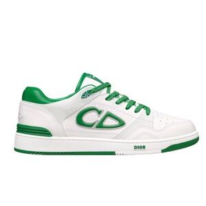 DIOR B-57 DRIBBLE LOWTOP SNEAKERS GREEN WHITE CALF LEATHER “CD” LOGO 43/10 NEW